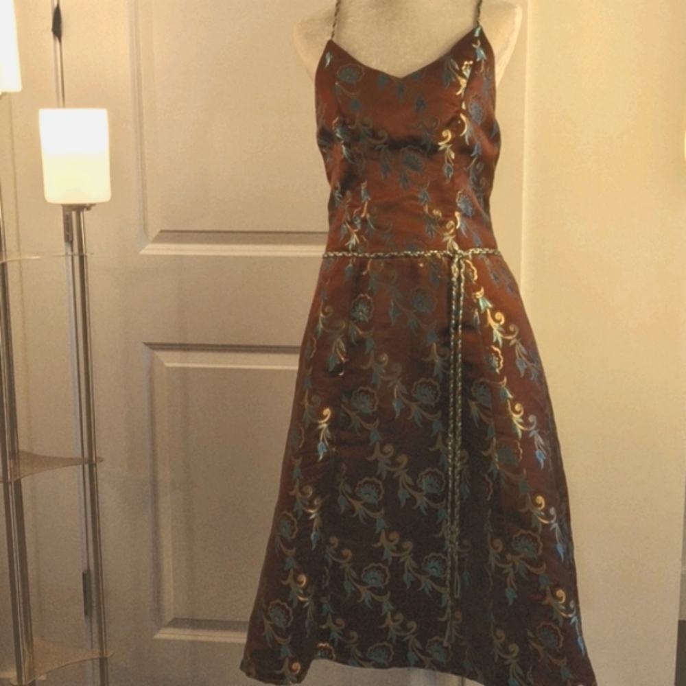 One Of A Kind Custom Vintage Style Satin Floral Dress